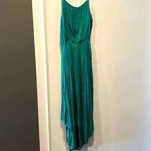 Kelly Green Knife Pleat Midi Dress